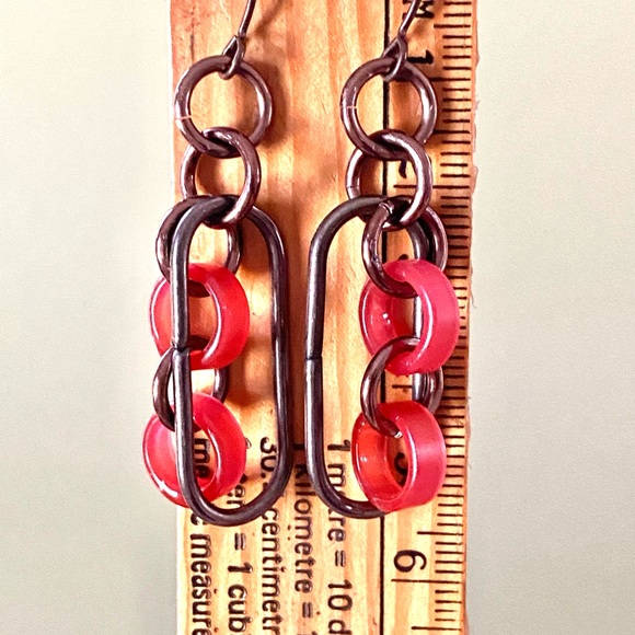 Earrings Steampunk Industrial Diesel OOAK Handmade - Picture 4 of 6